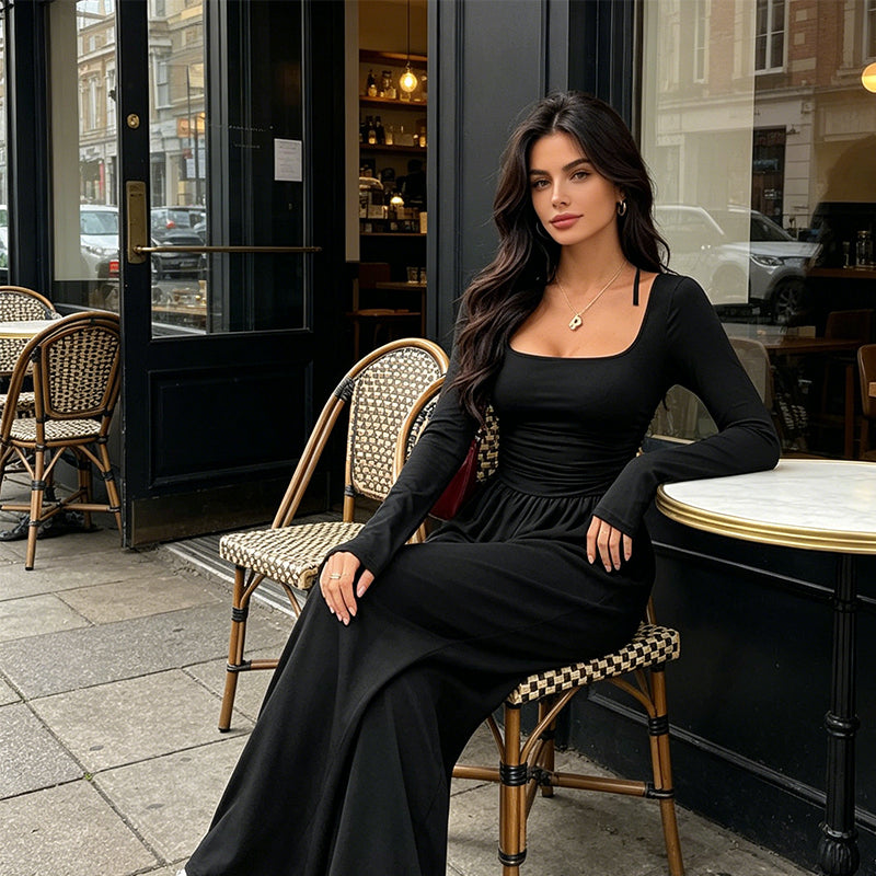 👗 50 % RABATT | Ein Teil, kompletter Look – Damen Jumpsuit mit Karreeausschnitt & weitem Bein