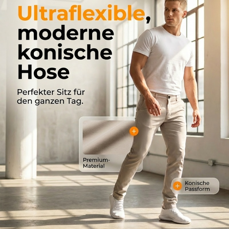 👖 50 % RABATT | Schluss mit steifen Alltagshosen – Moderne Herren Stretch-Hose mit schmalem Bein
