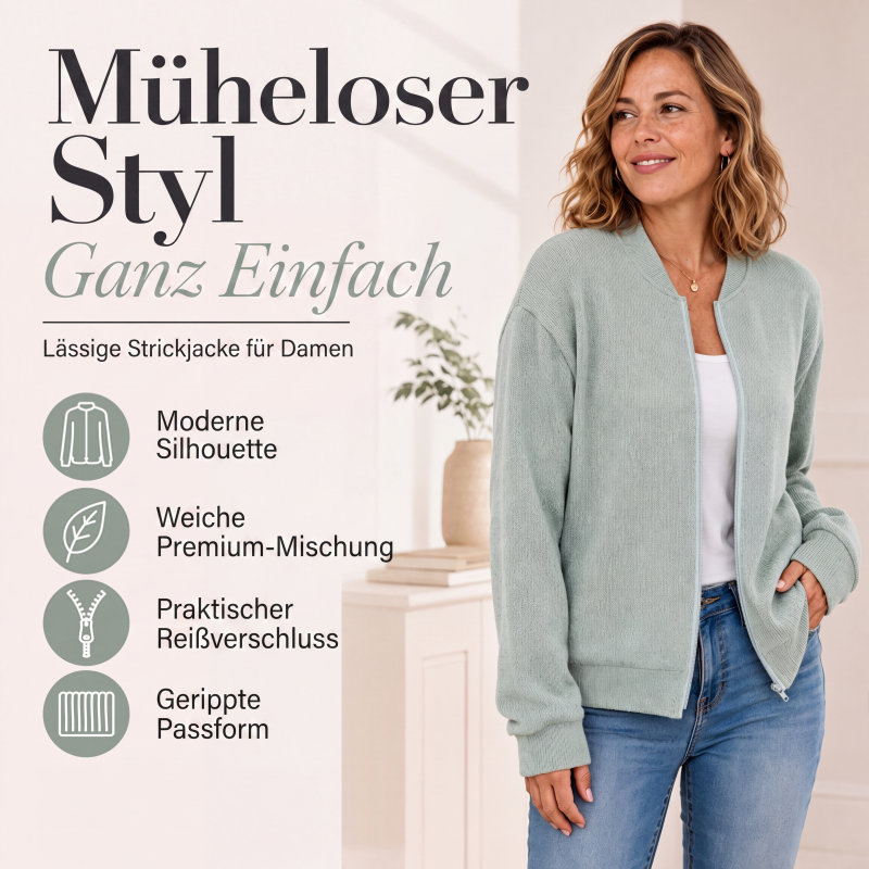 Lässige Damen-Strick-Baseballjacke