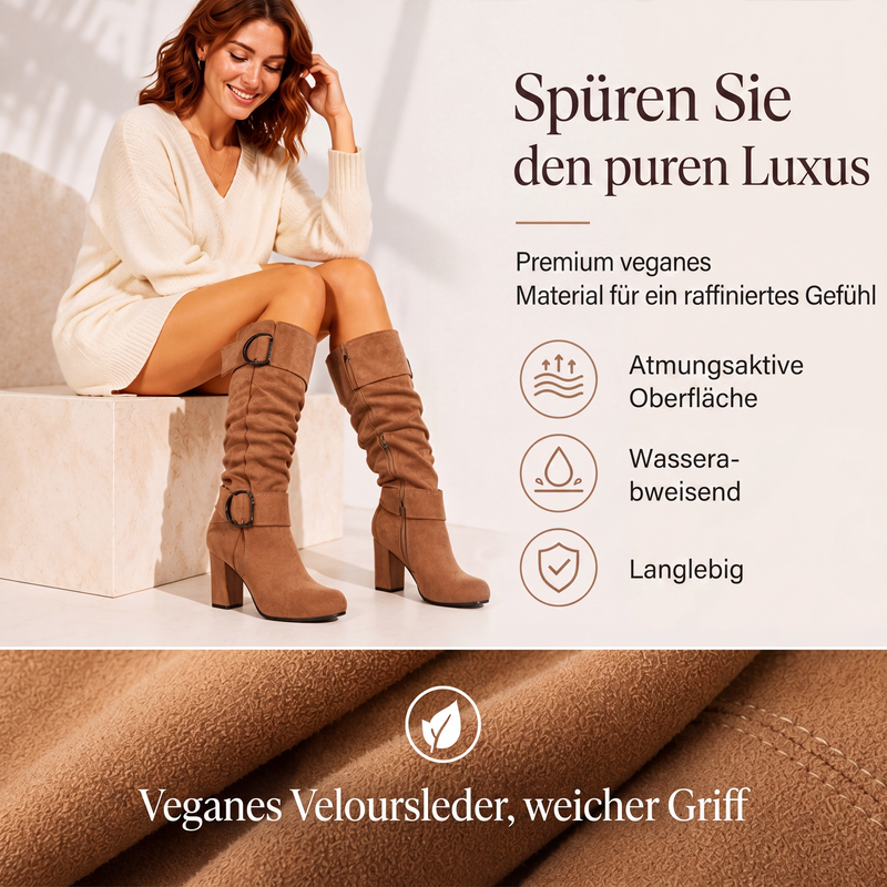 Lässige Kniestiefel für Damen mit seitlichem Reißverschluss