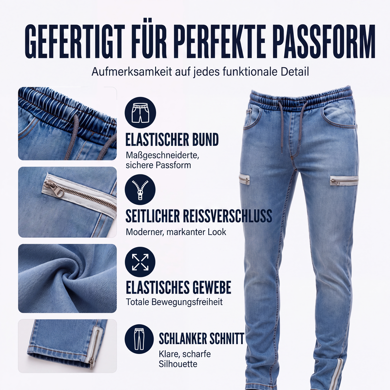 👖 50 % RABATT | Jeans-Look ohne steifen Bund – Herren Denim-Jogger mit elastischem Bund