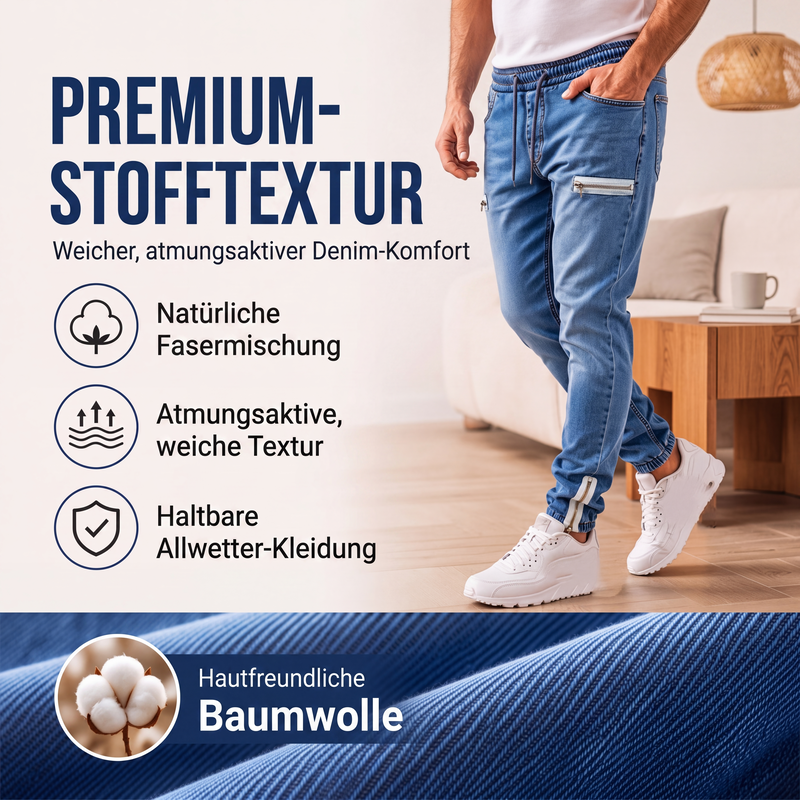 👖 50 % RABATT | Jeans-Look ohne steifen Bund – Herren Denim-Jogger mit elastischem Bund