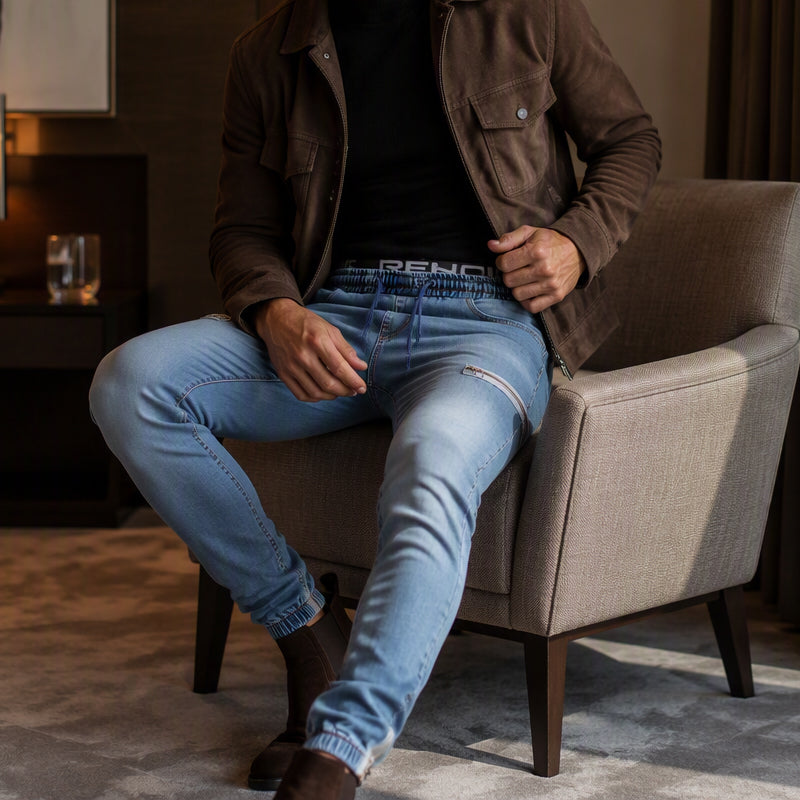 👖 50 % RABATT | Jeans-Look ohne steifen Bund – Herren Denim-Jogger mit elastischem Bund