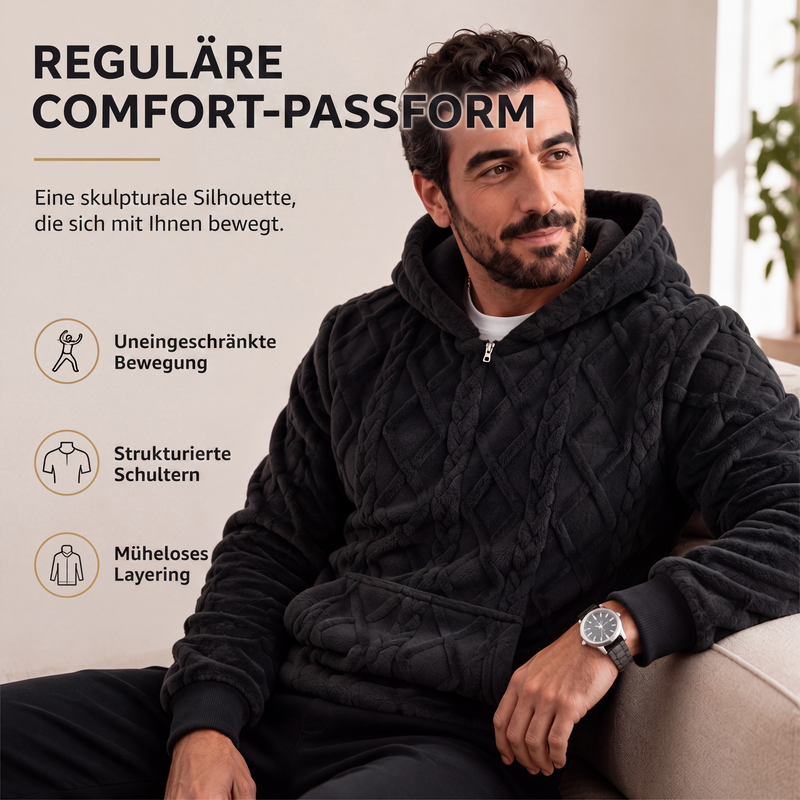 📢📢50%Rabatt!!!🎉✨Herren-Kapuzenpullover aus plüschigem, diamantförmigem Zopfmuster mit strukturierter Oberfläche