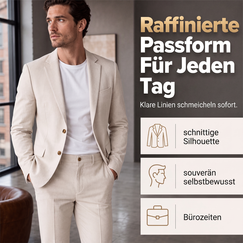 👔 50 % RABATT | Gepflegter Business-Look & flexibler Tragekomfort – Herren 2-teiliges Stretch-Anzug-Set