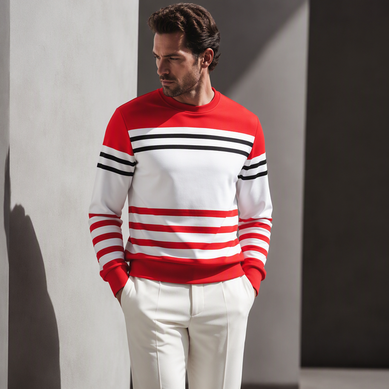 💞 Über 100.000 verkauft – der beliebteste Hit – jetzt zum halben Preis ！Gestreiftes Colorblock-Langarm-Sweatshirt für Herren