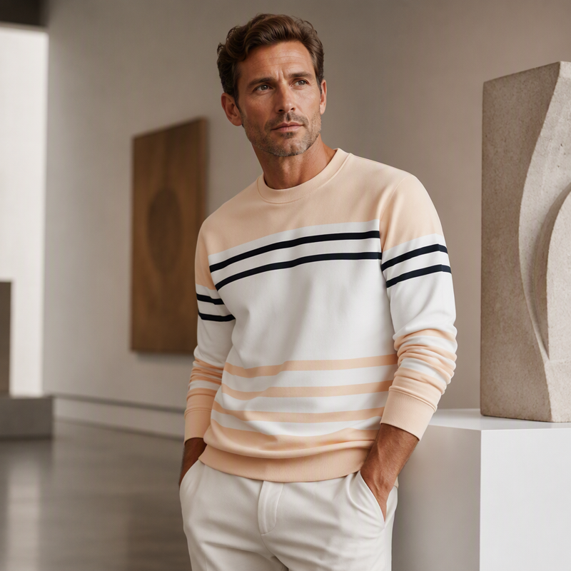 💞 Über 100.000 verkauft – der beliebteste Hit – jetzt zum halben Preis ！Gestreiftes Colorblock-Langarm-Sweatshirt für Herren