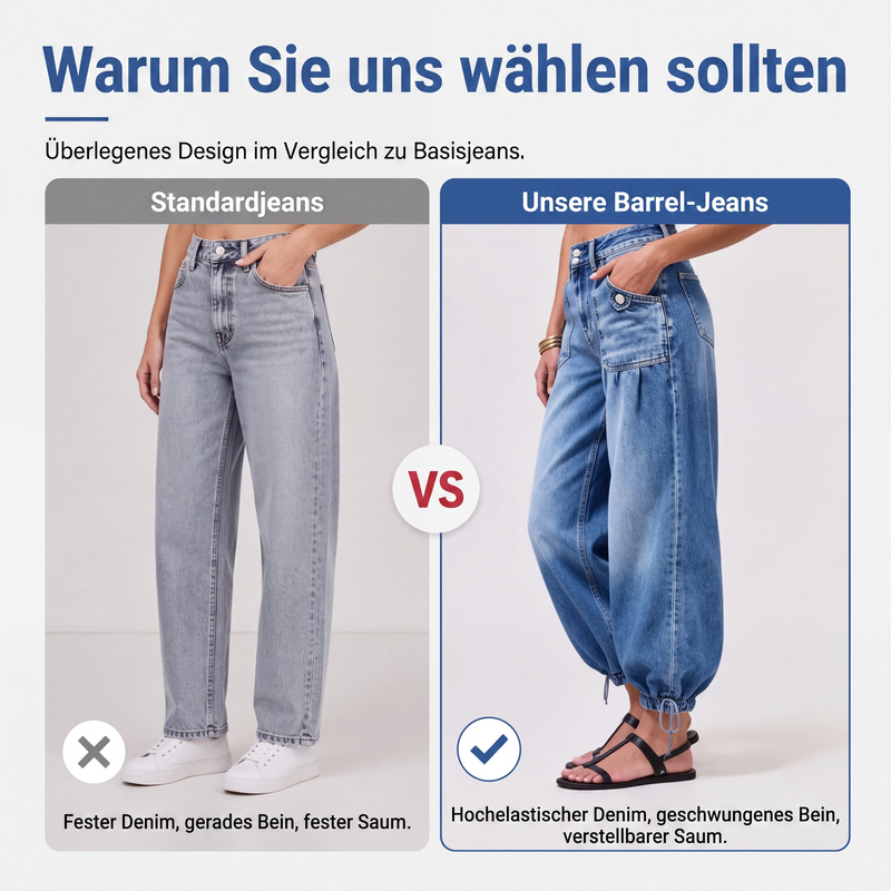 Dehnbare High-Waist-Barrel-Jeans für Damen