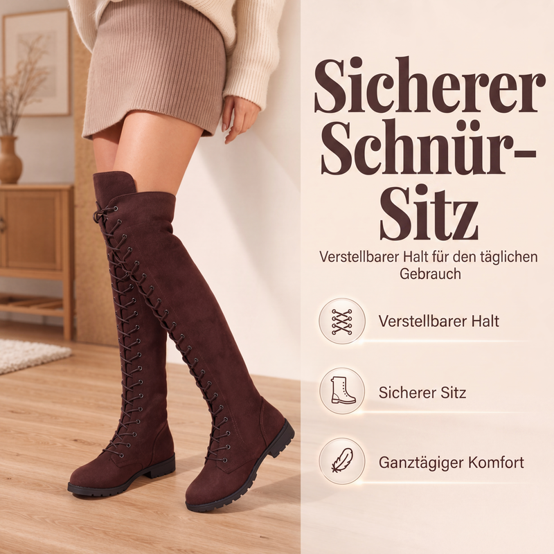 Hohe Schnür-Overknee-Stiefel für Damen