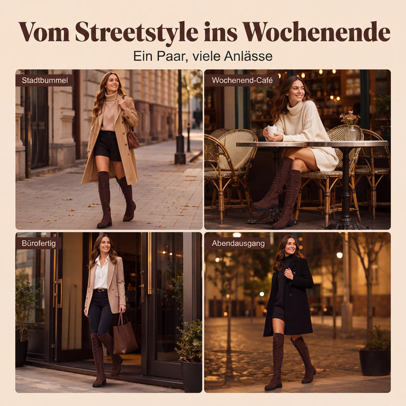 Hohe Schnür-Overknee-Stiefel für Damen