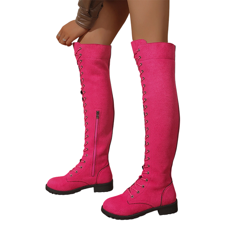 Hohe Schnür-Overknee-Stiefel für Damen