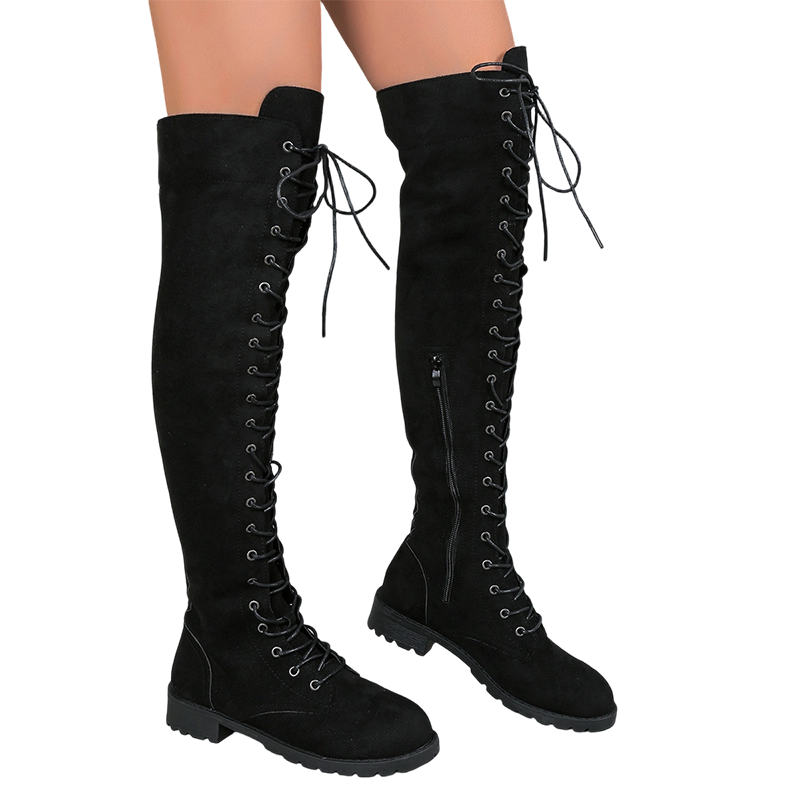Hohe Schnür-Overknee-Stiefel für Damen