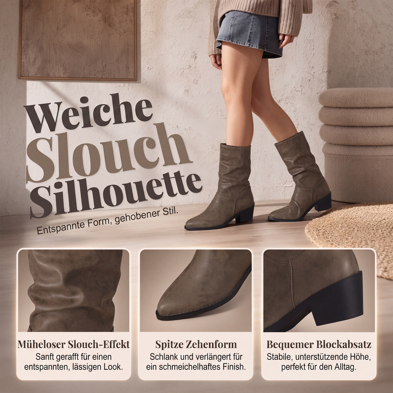 Damen-Stiefel mit spitzer Zehenpartie und Blockabsatz
