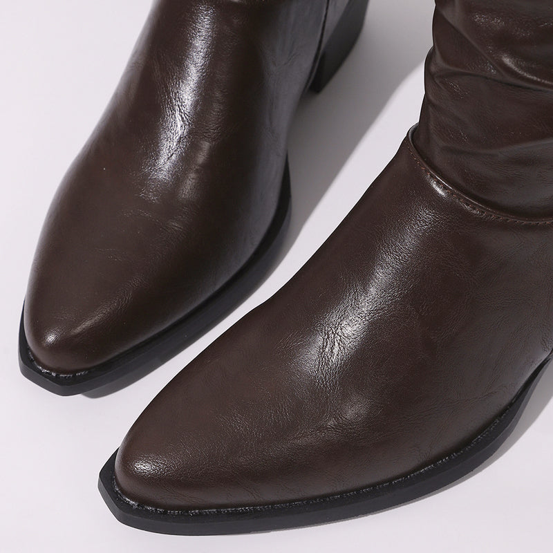 Damen-Stiefel mit spitzer Zehenpartie und Blockabsatz