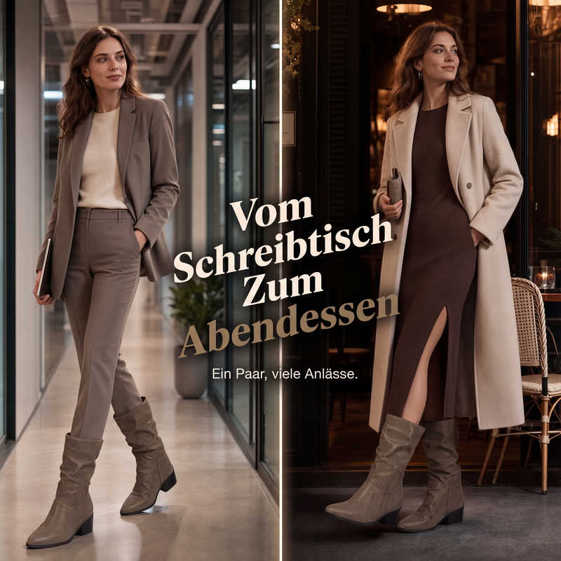 Damen-Stiefel mit spitzer Zehenpartie und Blockabsatz