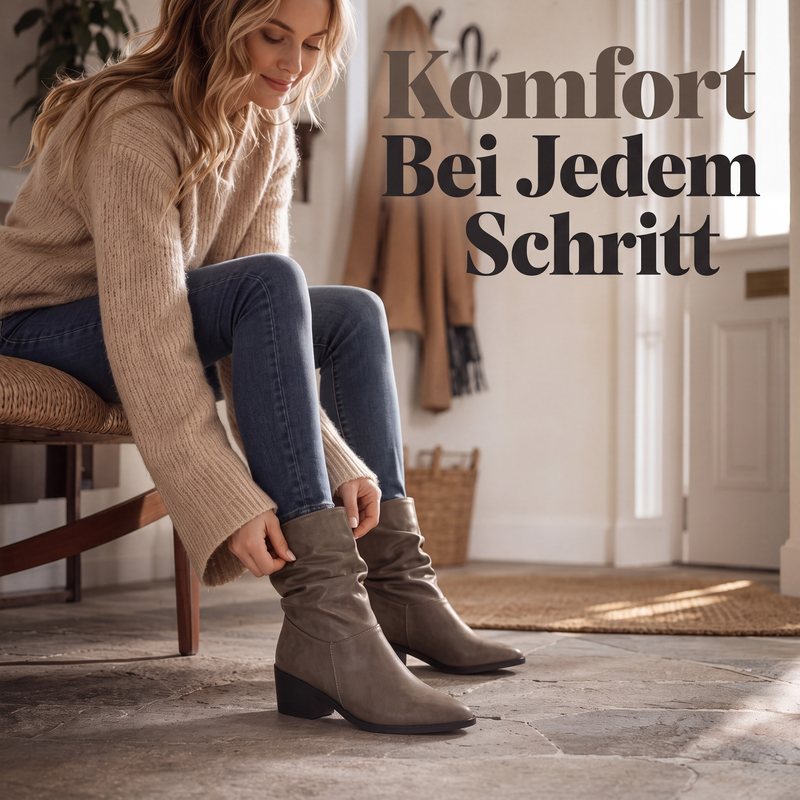 Damen-Stiefel mit spitzer Zehenpartie und Blockabsatz