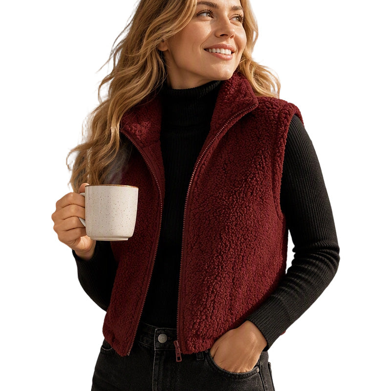📢🎉50%Rabatt!!!🛍️✨Damen Warme Weste mit Stehkragen und Reißverschluss
