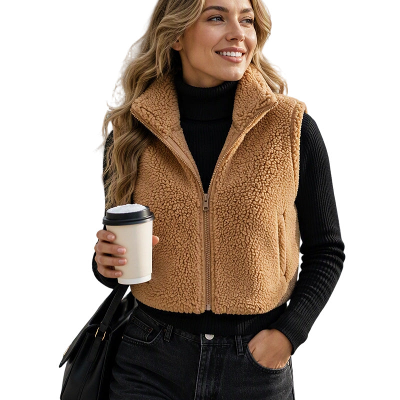 📢🎉50%Rabatt!!!🛍️✨Damen Warme Weste mit Stehkragen und Reißverschluss