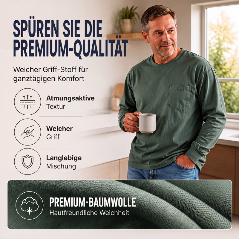 📢📢50% Rabatt!!! 🎉✨ Langarm-T-Shirt für Herren – lockere Passform