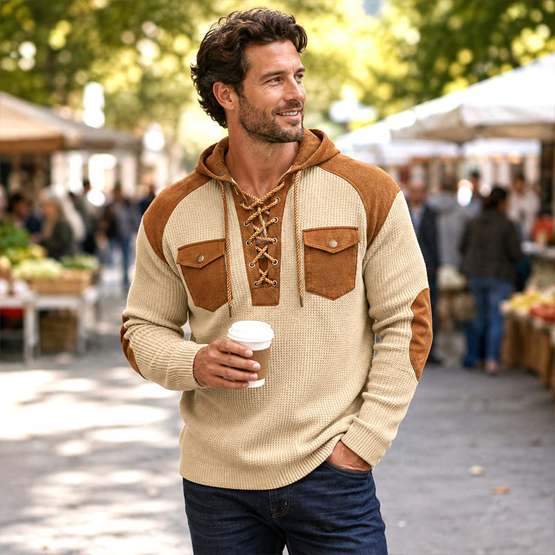 Legere Kapuzen-Sweatshirt aus Waffelstrick für Herren