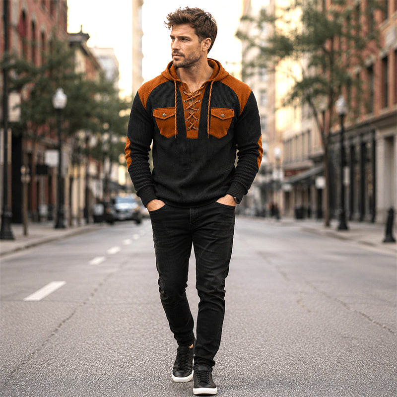 Legere Kapuzen-Sweatshirt aus Waffelstrick für Herren