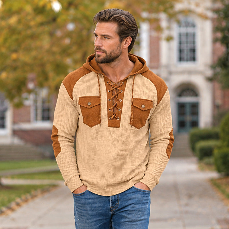 Legere Kapuzen-Sweatshirt aus Waffelstrick für Herren