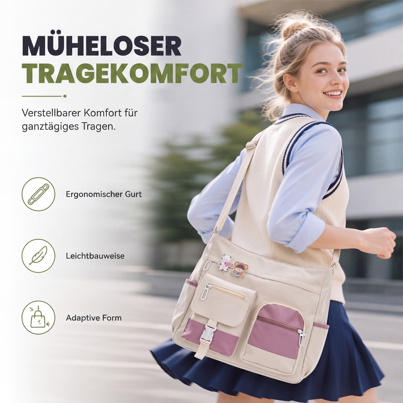 Großvolumige Canvas-Tragetasche mit mehreren Taschen