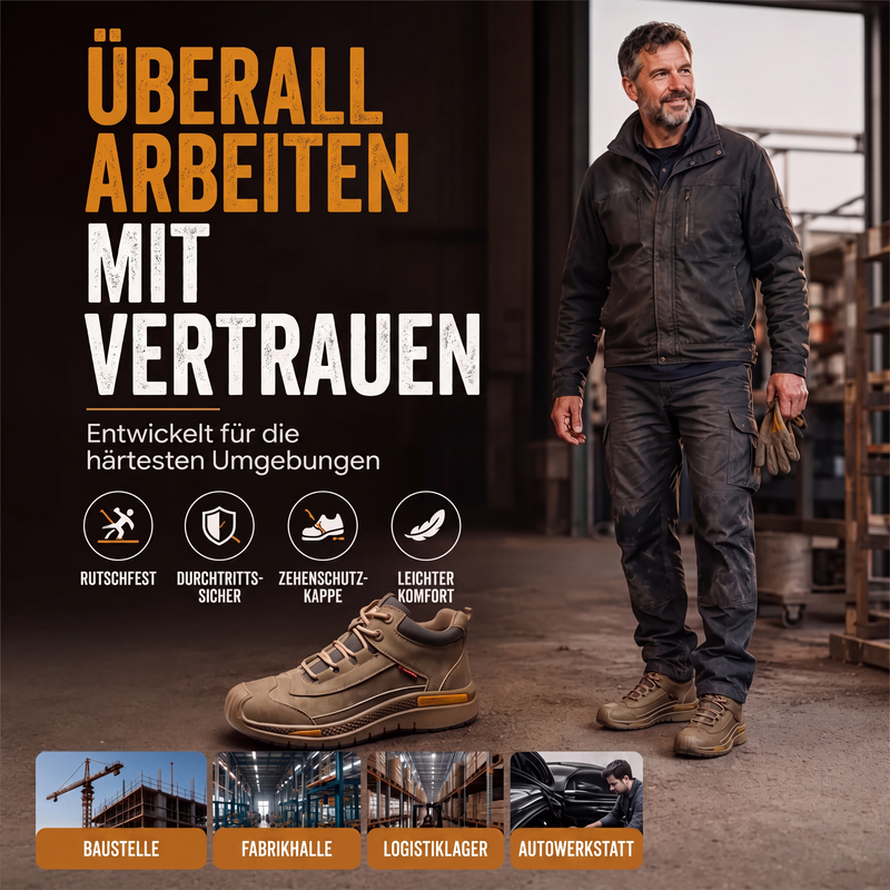 Sicherheitsschuhe für Herren mit Stahlkappe, sturzsicher