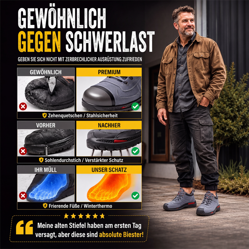 Sicherheitsschuhe für Herren mit Stahlkappe, sturzsicher