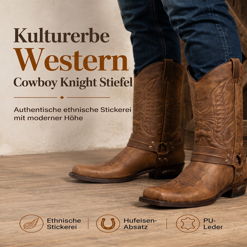 Westliche Cowboystiefel mit quadratischer Kappe für Herren
