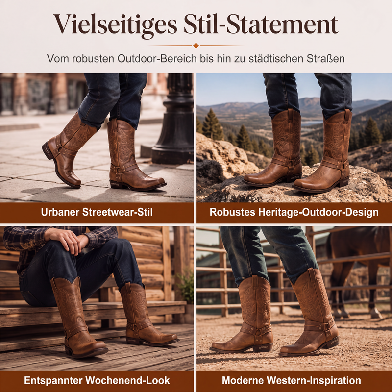Westliche Cowboystiefel mit quadratischer Kappe für Herren
