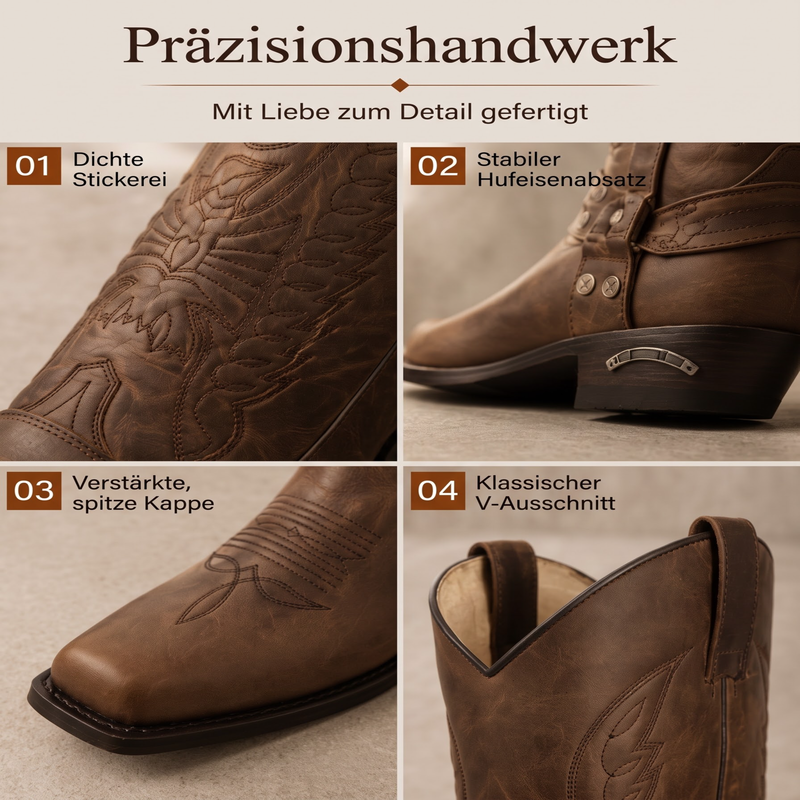 Westliche Cowboystiefel mit quadratischer Kappe für Herren