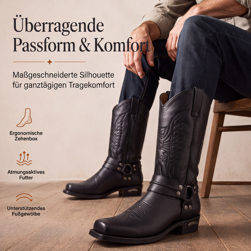 Westliche Cowboystiefel mit quadratischer Kappe für Herren