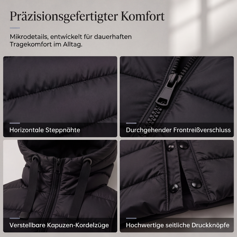Gesteppte Weste mit Kapuze für Damen