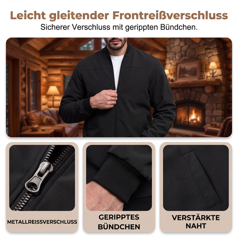 Klassische Bomberjacke für Herren mit Reißverschluss vorne