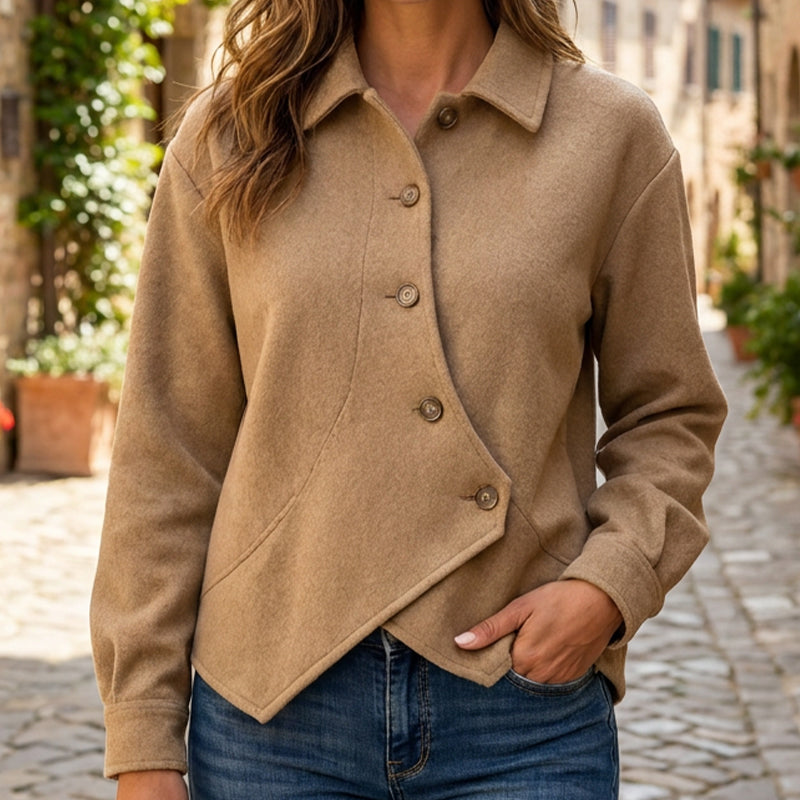 📢📢50%Rabatt!!!🎉✨Damen-Jacke mit unregelmäßigem schrägem Knopfverschluss