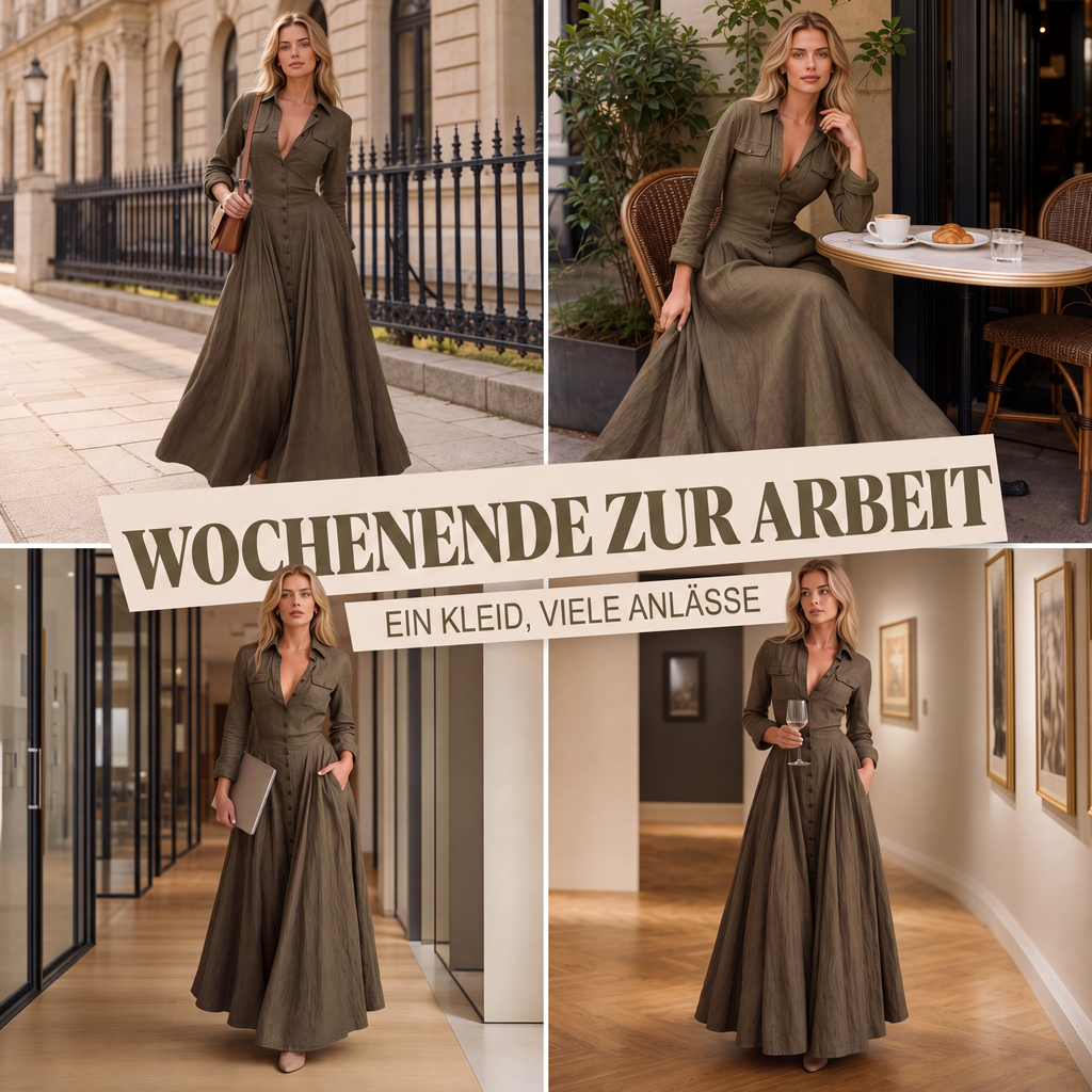 📢📢50%Rabatt!!!🎉✨Maxikleid mit Revers und Knopfleiste für Damen
