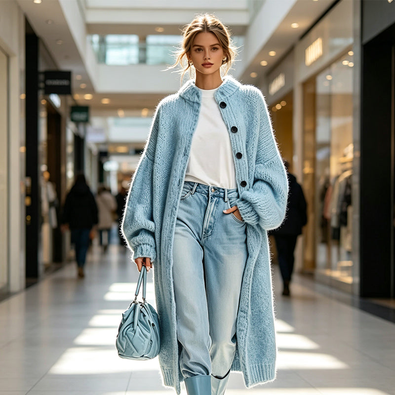 📢🎉50%Rabatt!!!🛍️✨Langer Damen-Strickmantel aus Grobstrick
