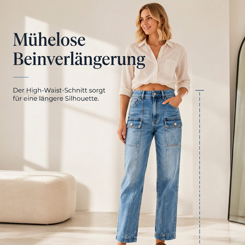 📢🎉50%Rabatt!!!🛍️✨Hochtaillierte, elastische Jeans mit geradem Bein für Damen