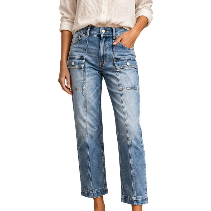 📢🎉50%Rabatt!!!🛍️✨Hochtaillierte, elastische Jeans mit geradem Bein für Damen