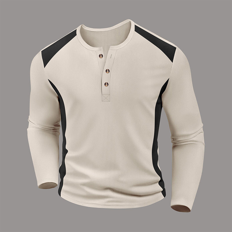 📢🎉50%Rabatt!!!🛍️✨Herren Henley-Shirt aus Waffelstrick im Color-Block-Design