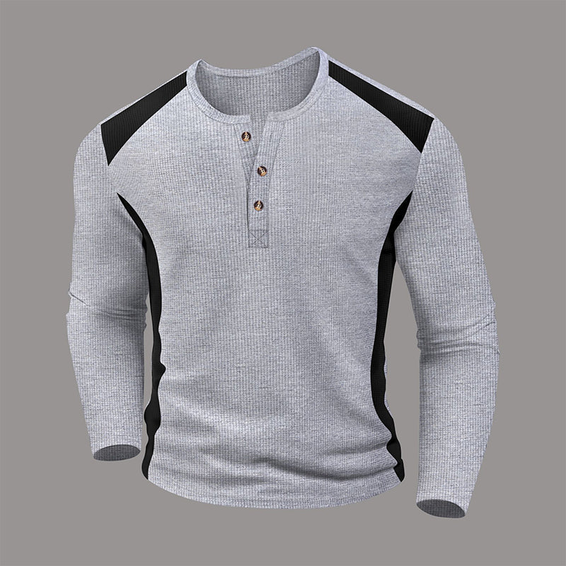 📢🎉50%Rabatt!!!🛍️✨Herren Henley-Shirt aus Waffelstrick im Color-Block-Design
