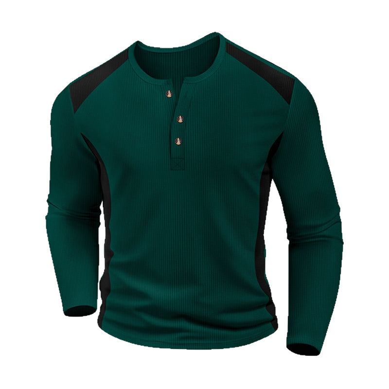📢🎉50%Rabatt!!!🛍️✨Herren Henley-Shirt aus Waffelstrick im Color-Block-Design