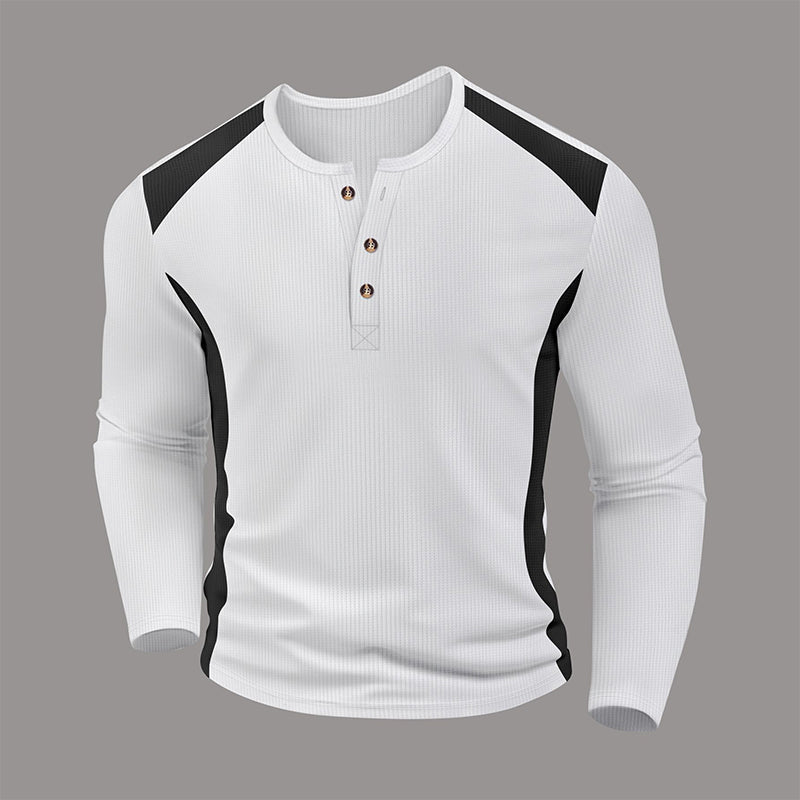 📢🎉50%Rabatt!!!🛍️✨Herren Henley-Shirt aus Waffelstrick im Color-Block-Design
