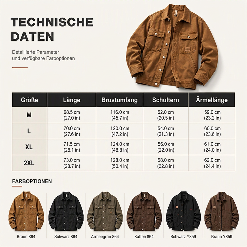 📢🎉50%Rabatt!!!🛍️✨Klassische locker sitzende Cargojacke für Herren
