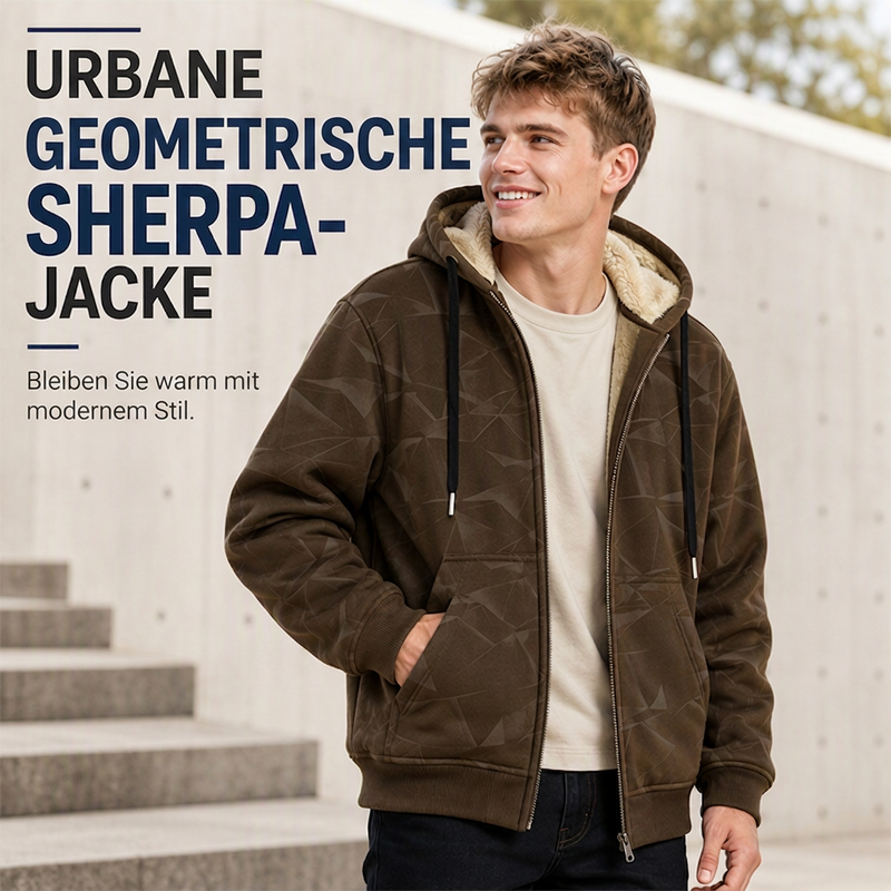 Herren Winter Kapuzenjacke mit Reißverschluss und Fleecefutter