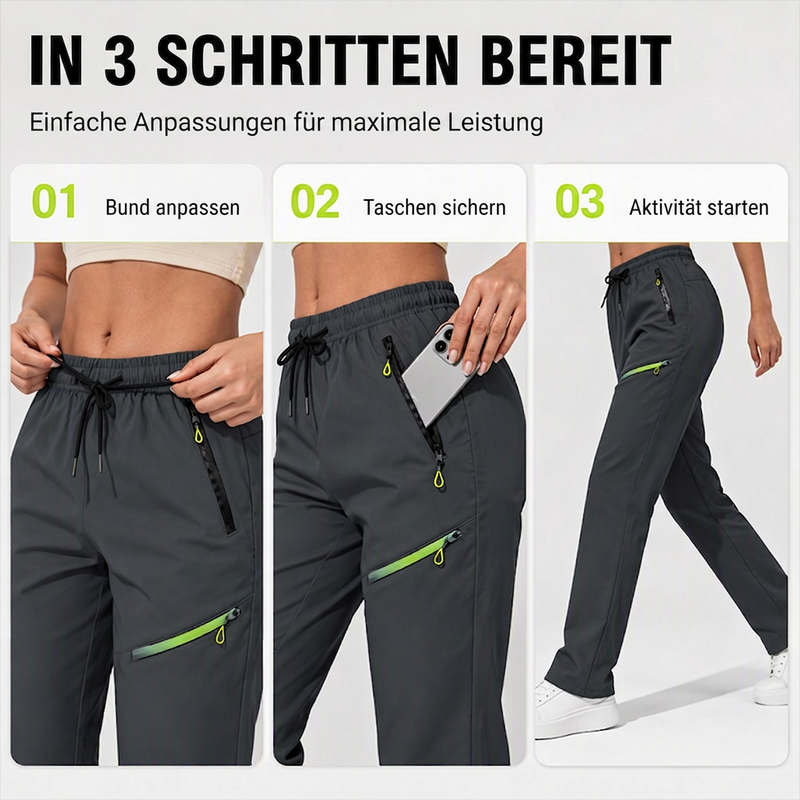 Legere Sport-/Traininghosen für Damen mit Reißverschlusstaschen