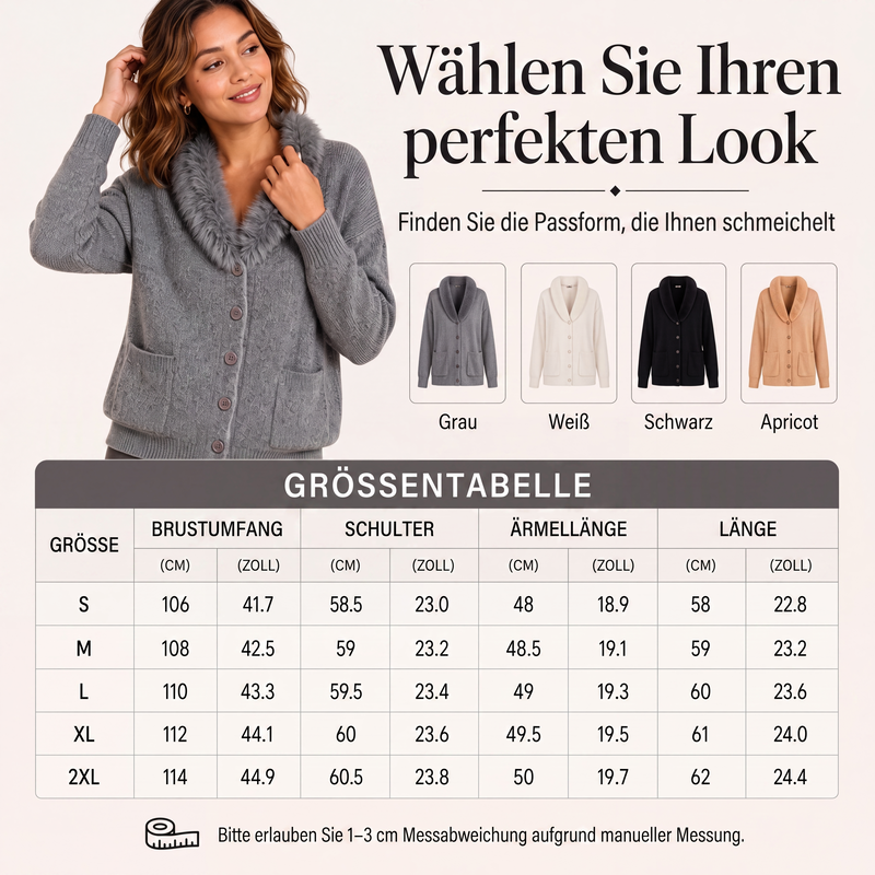 Damen Strickcardigan mit Pelzkragen