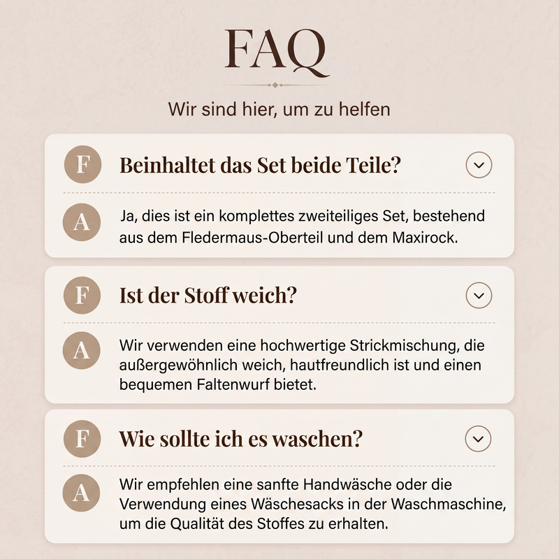 Damen-Set aus Oberteil mit Fledermausärmeln und Maxirock