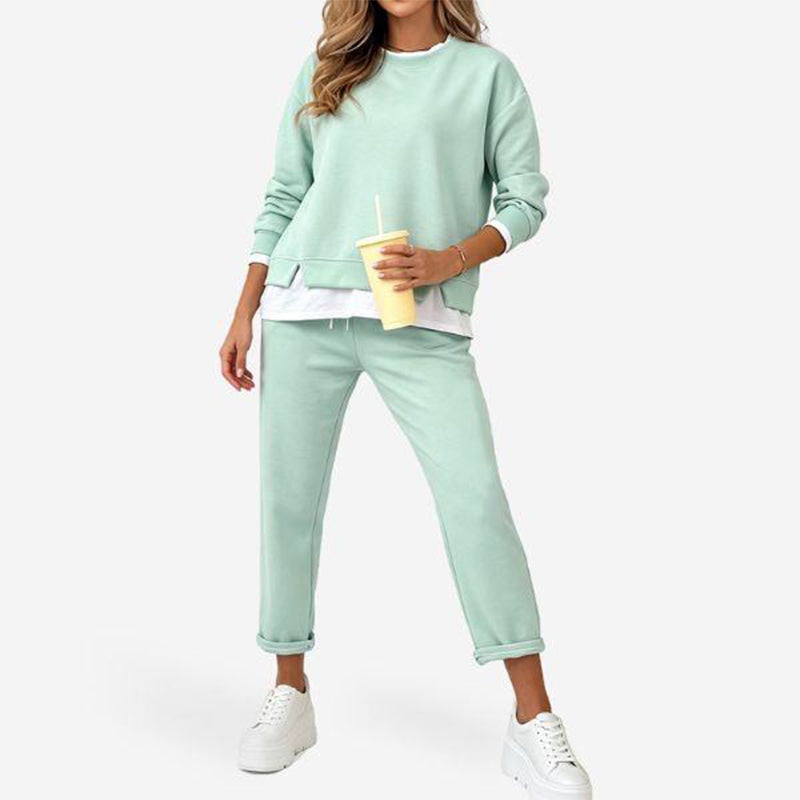 📢🎉50%Rabatt!!!🛍️✨Damen-Set im Fake-Two-Piece-Design aus Sweatshirt und Hose
